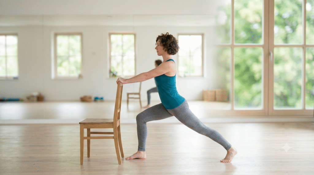 El Guerrero con Apoyo (Virabhadrasana I Adaptada)