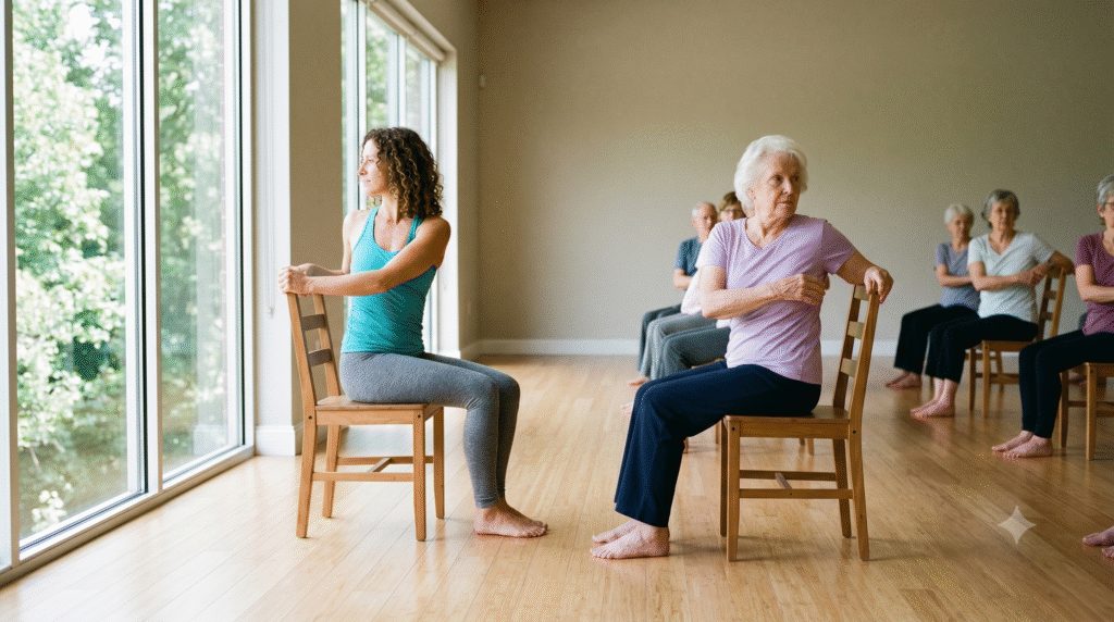 Media Torsión Espinal en Silla (Ardha Matsyendrasana)
