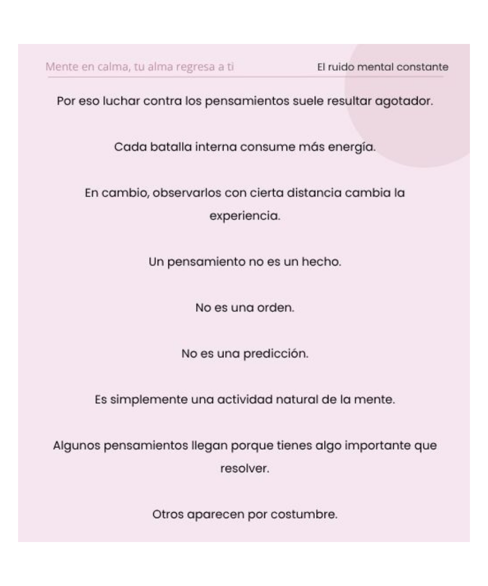 Página interior del ebook Mente en calma